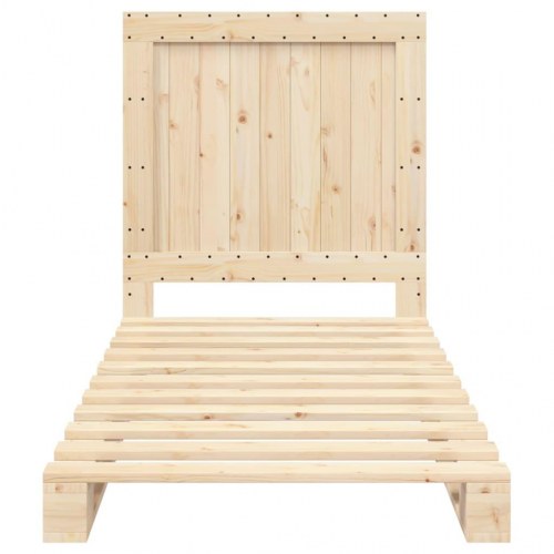 Sengeramme med sengegavl 90x200 cm i massivt fyrretræ