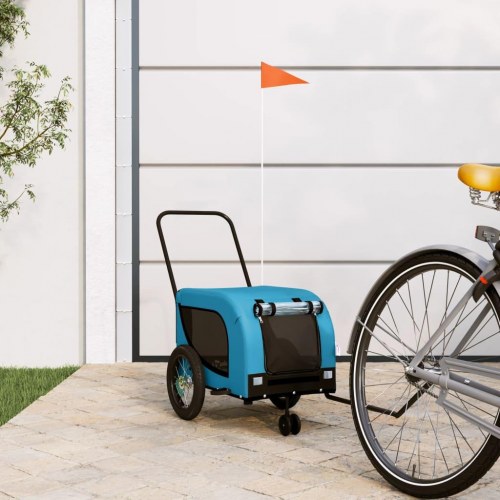 Hundetrailer til cykel i oxfordstof og jern - blå/sort