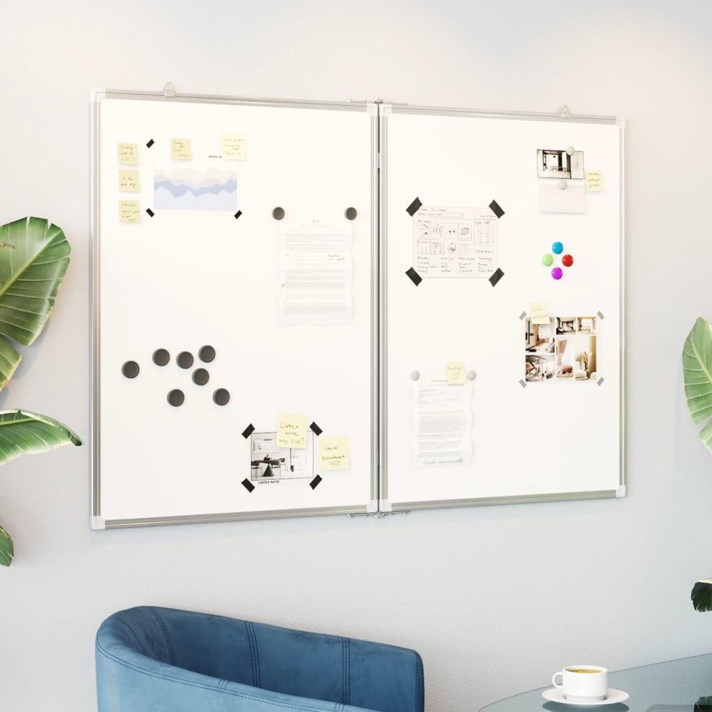 Magnetisk whiteboard 120x100x1,7 cm foldbart aluminium