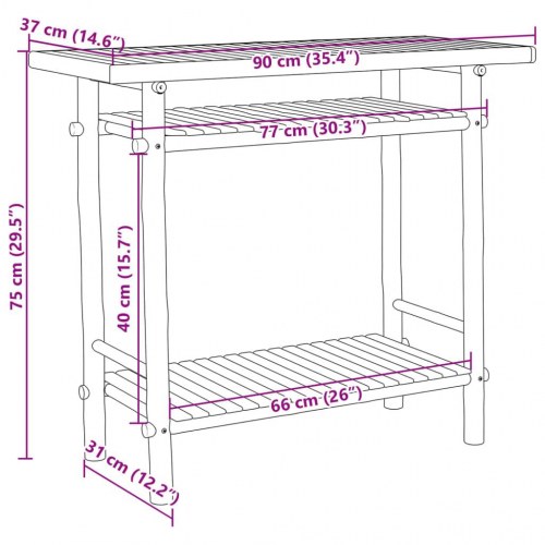 Konsolbord 90x37x75 cm bambus
