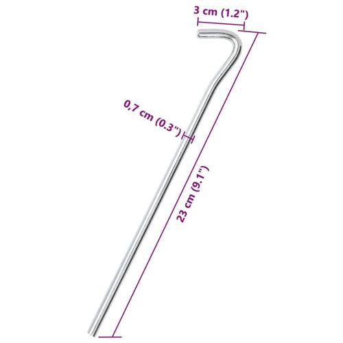 Teltpløkker 50 stk. 23 cm Ø7 mm galvaniseret stål
