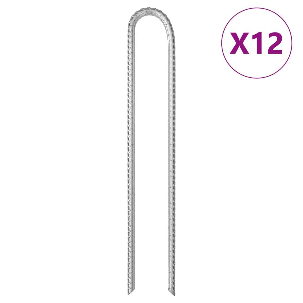 Teltpløkker 12 stk. V-facon 37 cm Ø10 mm galvaniseret stål billede