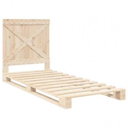 Sengeramme med sengegavl 90x200 cm i massivt fyrretræ