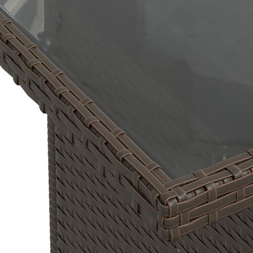Havebord med glastop 100x55x73 cm polyrattan brun