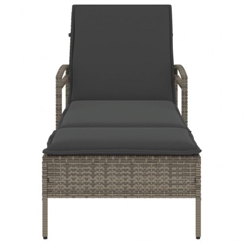 Liggestol med hynde 63x200x81 cm polyrattan grå