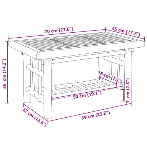 Sofabord i bambus 70 × 45 × 36 cm - naturlig finish