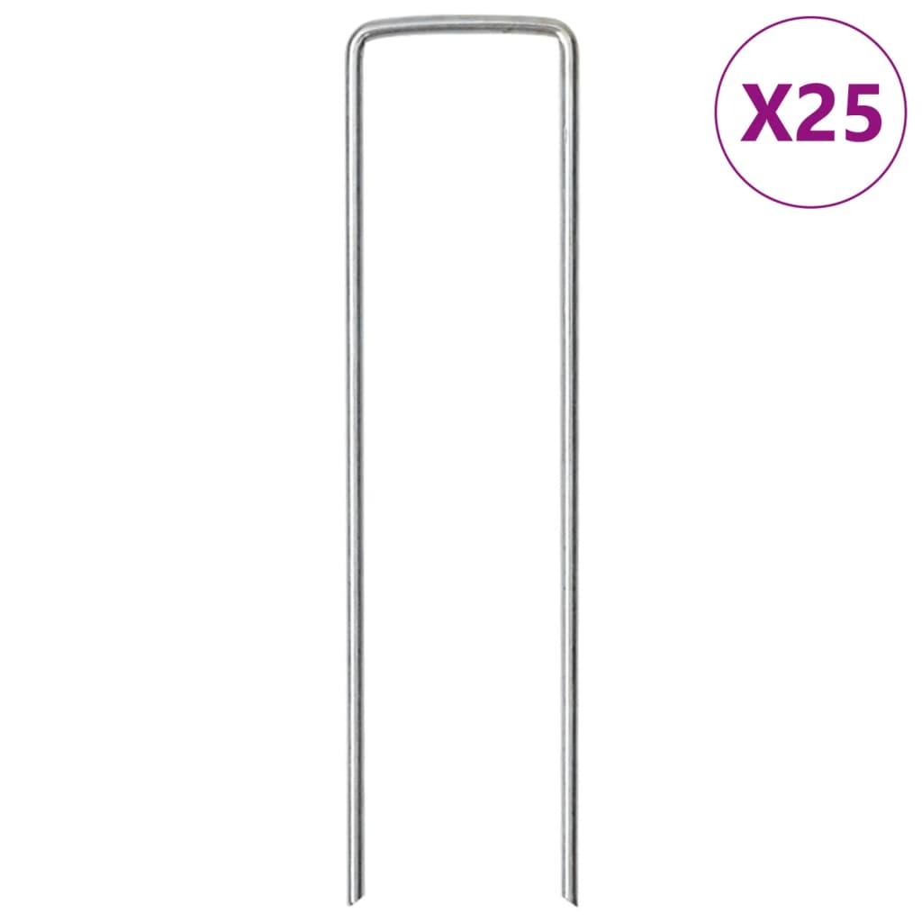 Jordpløkker 25 stk. U-facon 15x3,5 cm galvaniseret stål billede