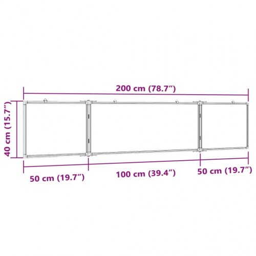 Magnetisk whiteboard 200x40x1,7 cm foldbart aluminium