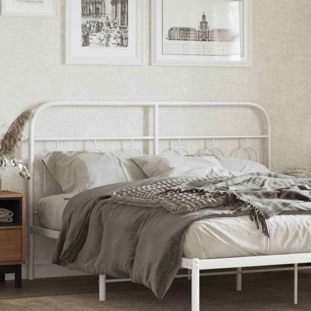 Sengegavl i metal 150 cm - hvid, klassisk design