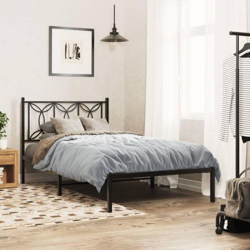 Sengeramme med sengegavl 100 x 200 cm - sort