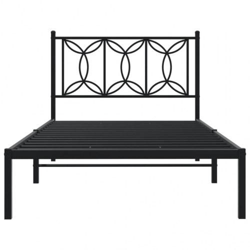 Sengeramme med sengegavl 100 x 200 cm - sort
