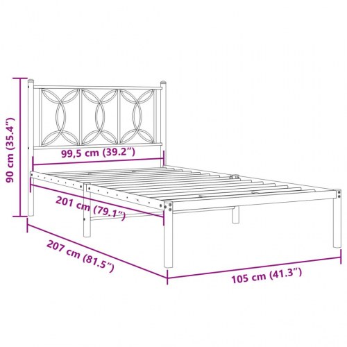 Sengeramme med sengegavl 100 x 200 cm - sort