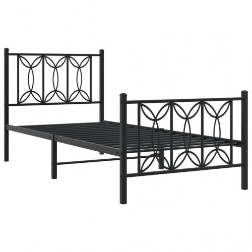 Sengeramme med gavl og fodgærde 80×200 cm - metal, sort