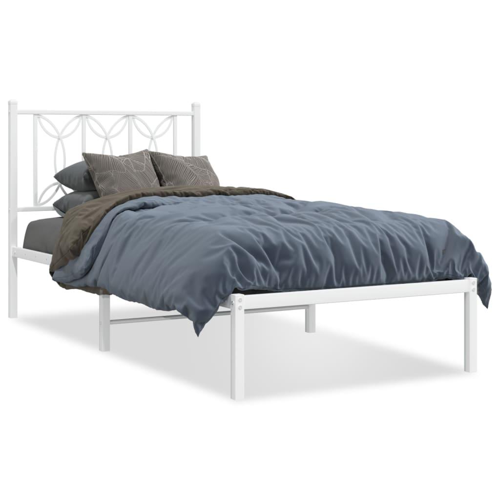 Sengeramme Med Sengegavl Metal - Hvid / med hovedgærde / 80 x 200 cm
