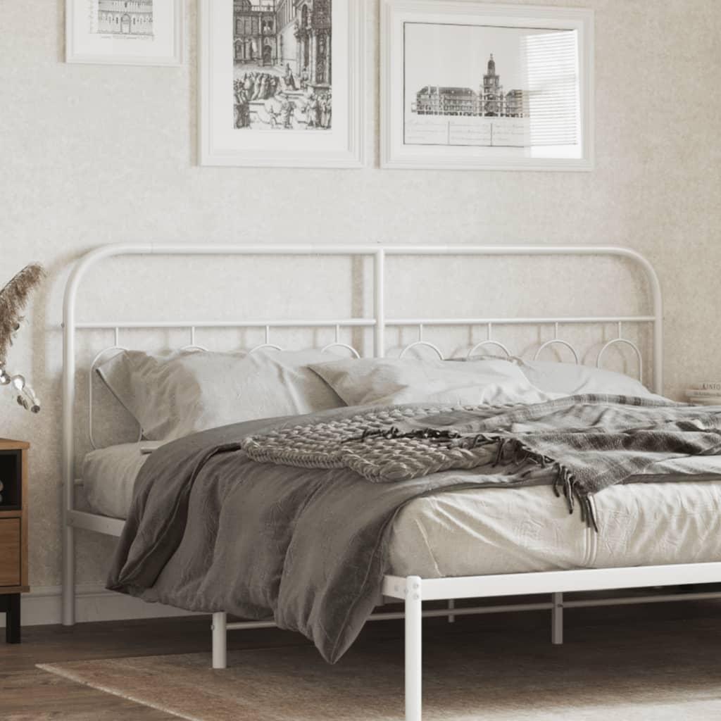 Sengegavl i metal 183 cm - hvid, klassisk design