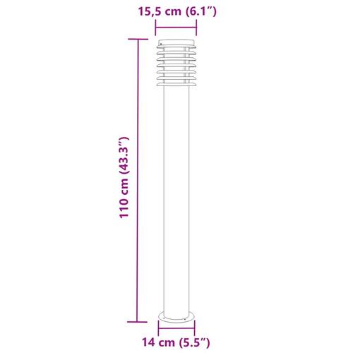 Udendørs standerlampe 110 cm rustfrit stål sort