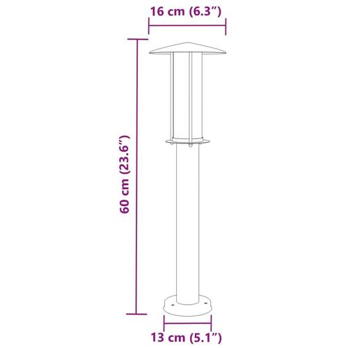 Udendørs standerlampe 60 cm rustfrit stål sølvfarvet
