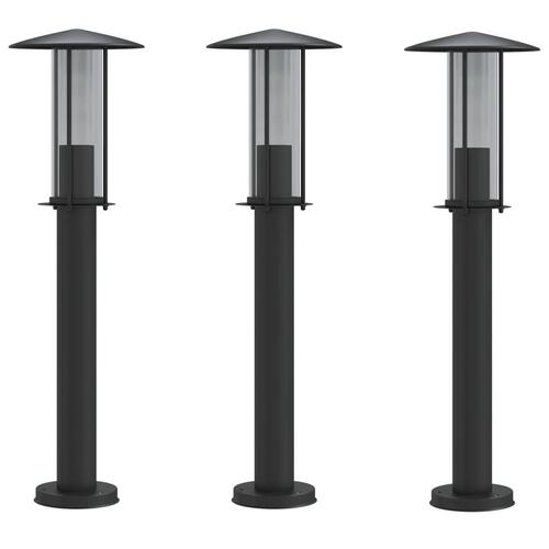 Udendørs standerlampe 3 stk. 60 cm rustfrit stål sort