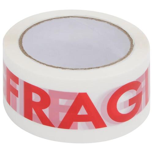 Pakketape 12 stk. 48 mm x 66 m FRAGILE-print hvid
