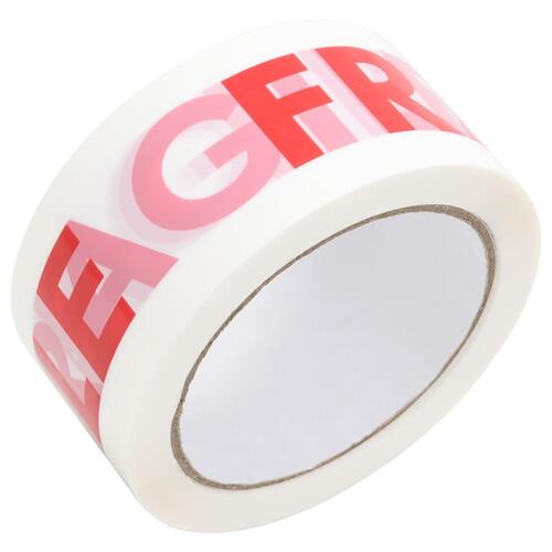 Pakketape 12 stk. 48 mm x 66 m FRAGILE-print hvid