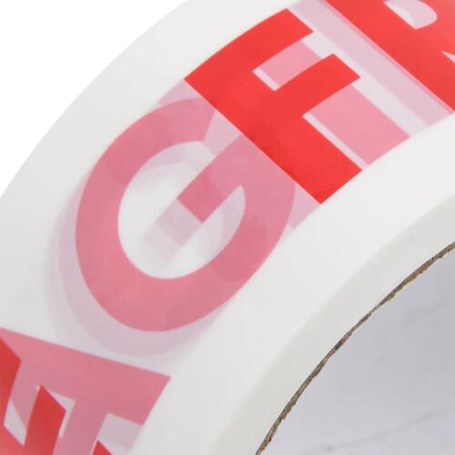 Pakketape 12 stk. 48 mm x 66 m FRAGILE-print hvid