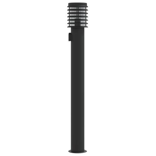 Udendørs standerlamper 3 stk. stikkontakt 110 cm rustfrit stål