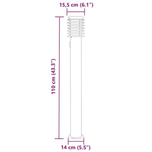 Udendørs standerlamper 3 stk. stikkontakt 110 cm rustfrit stål