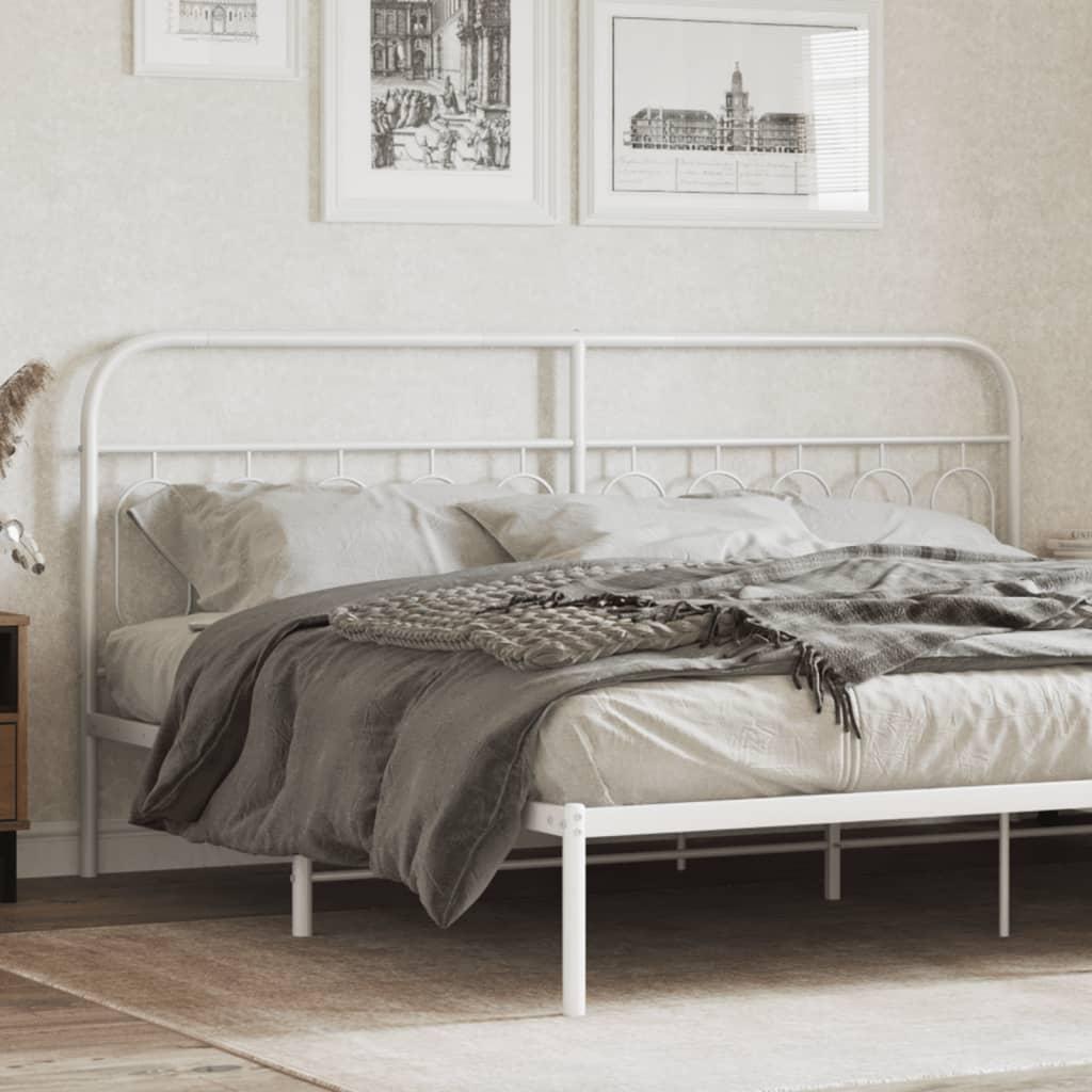 Sengegavl i metal 200 cm - hvid, klassisk design