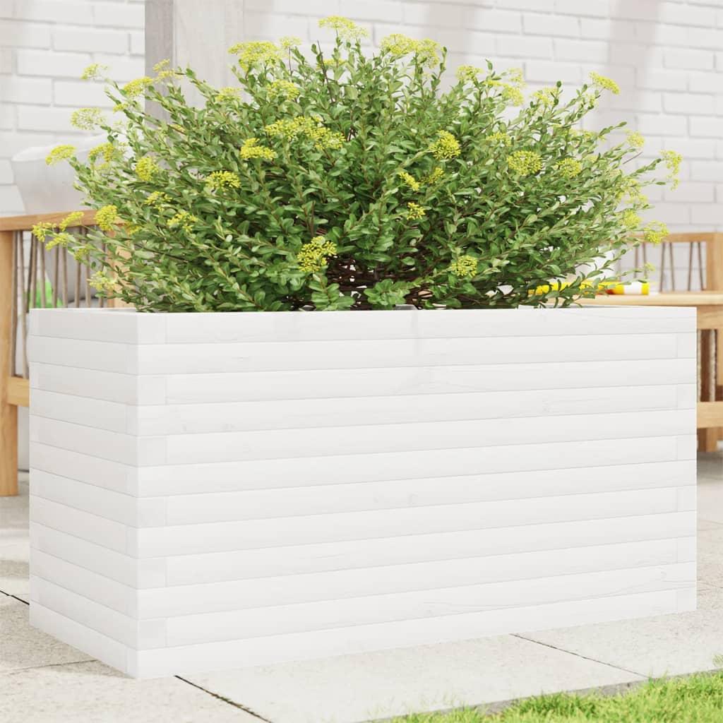 Plantekasse 90x40x46 Cm Massivt Fyrretræ Hvid