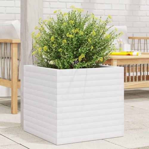 Plantekasse i massivt fyrretræ 50 x 50 x 46 cm - hvid