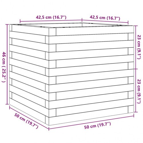 Plantekasse i massivt fyrretræ 50 x 50 x 46 cm - hvid