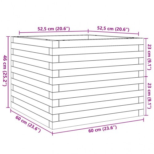 Plantekasse 60 x 60 x 46 cm i massivt fyrretræ - gyldenbrun