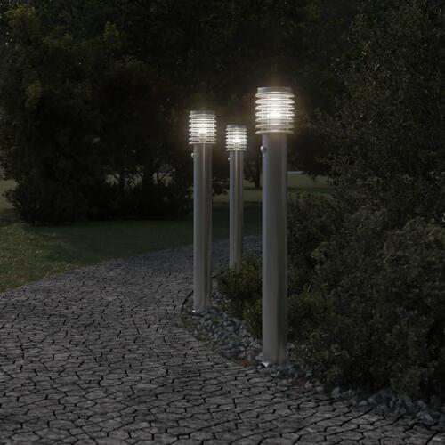 Udendørs standerlampe med sensor 110 cm rustfrit stål sølv