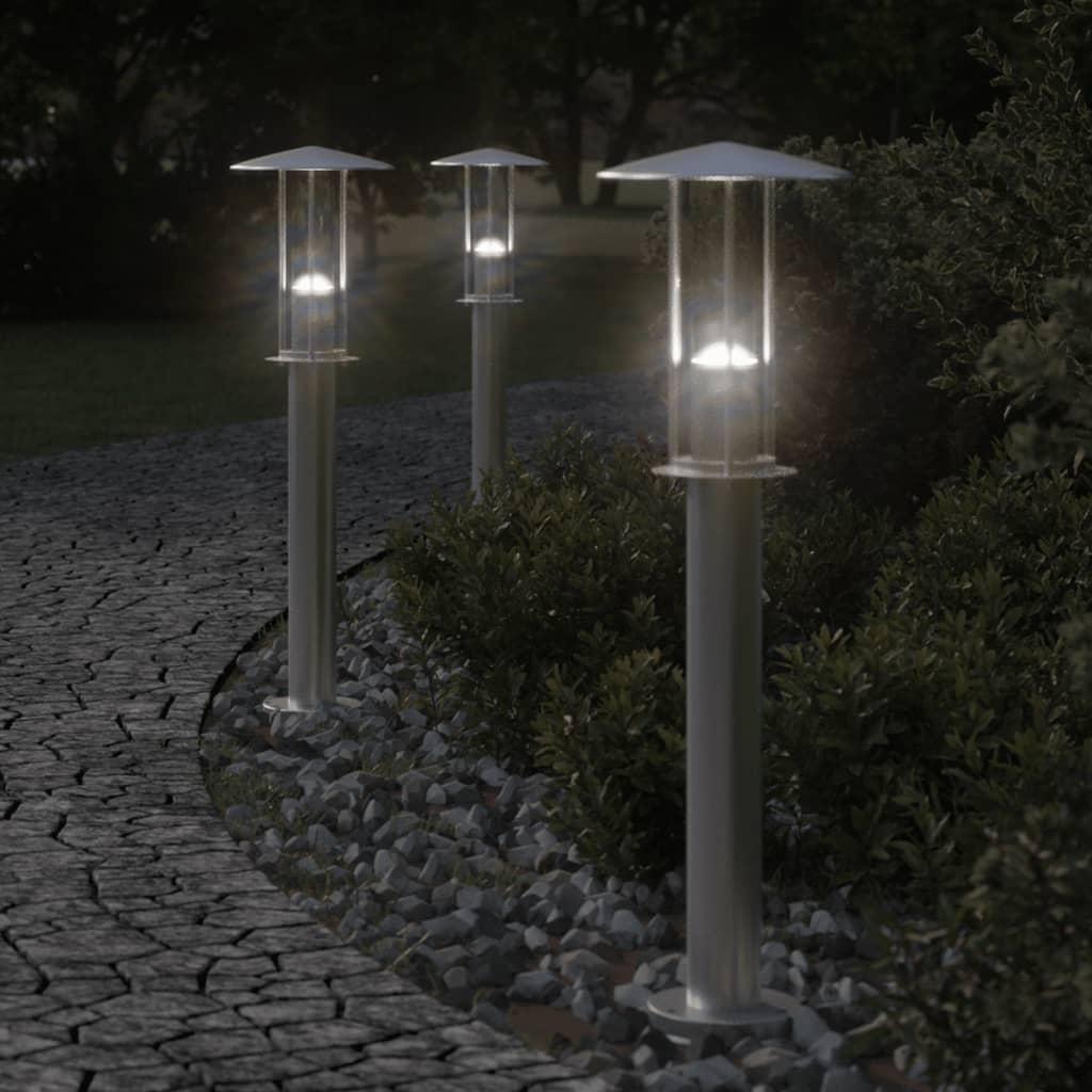 Udendørs standerlamper 3 stk. 60 cm rustfrit stål sølvfarvet