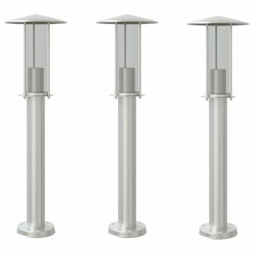 Udendørs standerlamper 3 stk. 60 cm rustfrit stål sølvfarvet