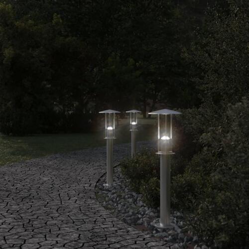 Udendørs standerlamper 3 stk. 60 cm rustfrit stål sølvfarvet