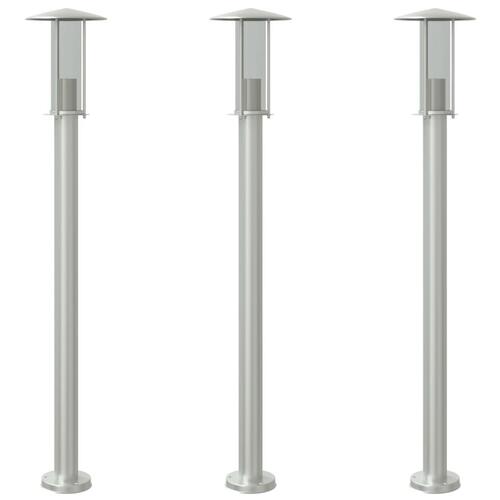 Udendørs standerlamper 3 stk. 100 cm rustfrit stål sølvfarvet