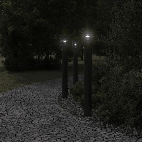 Udendørs standerlampe med sensor 110 cm rustfrit stål sort