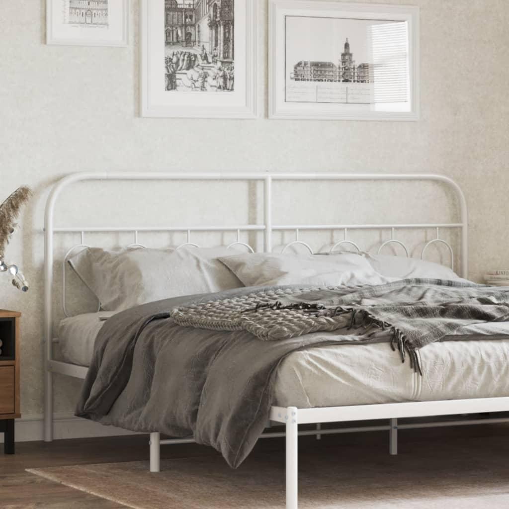 Sengegavl i metal 193 cm - hvid, klassisk design