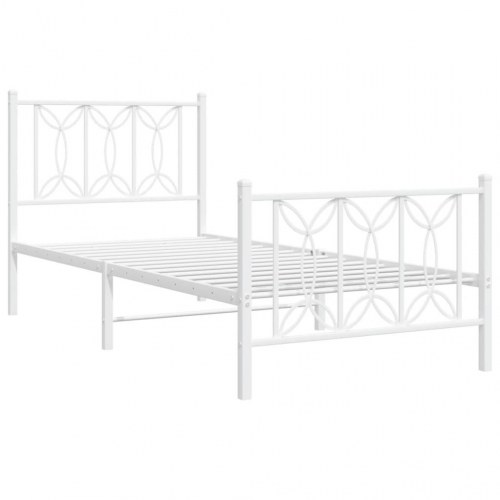 Sengeramme med sengegavl og fodgærde 90x200 cm metal hvid
