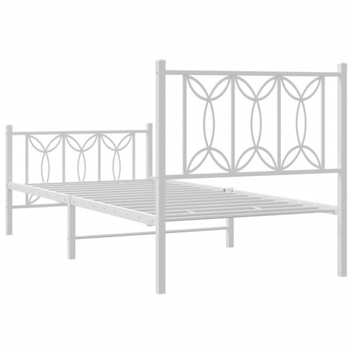 Sengeramme med sengegavl og fodgærde 90x200 cm metal hvid