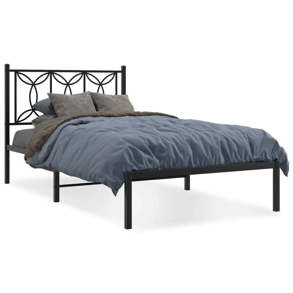 Sengeramme med sengegavl 100x190 cm metal sort