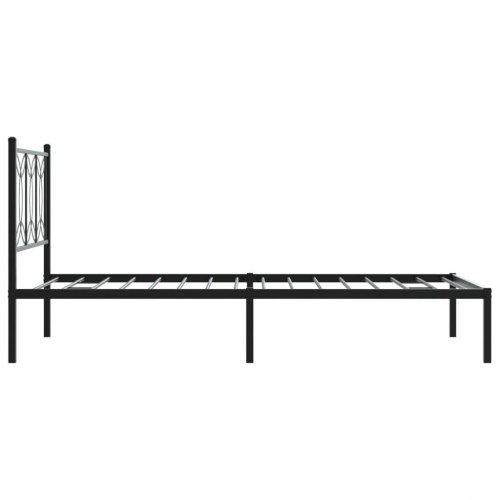 Sengeramme med sengegavl 100×190 cm - metal, sort