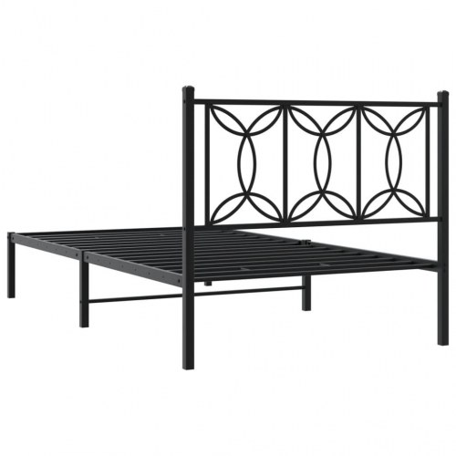 Sengeramme med sengegavl 100×190 cm - metal, sort