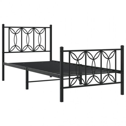 Sengeramme med sengegavl og fodgærde 75 x 190 cm - sort