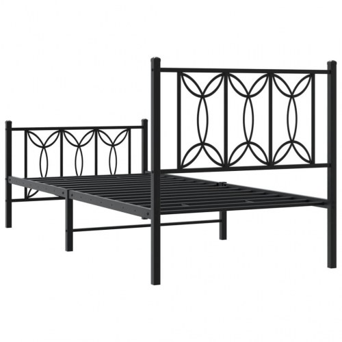 Sengeramme med sengegavl og fodgærde 75 x 190 cm - sort