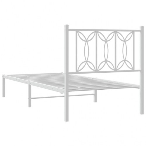 Sengeramme med sengegavl 90×190 cm - metal, hvid
