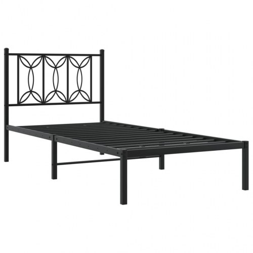 Sengeramme med sengegavl 90 x 190 cm - sort
