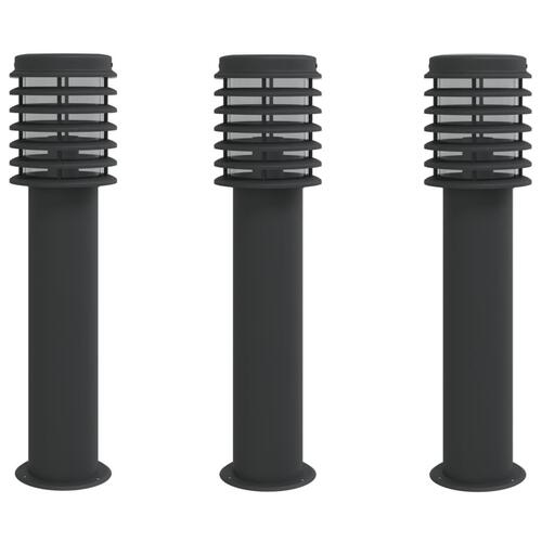 Udendørs standerlampe 3 stk. 60 cm rustfrit stål sort