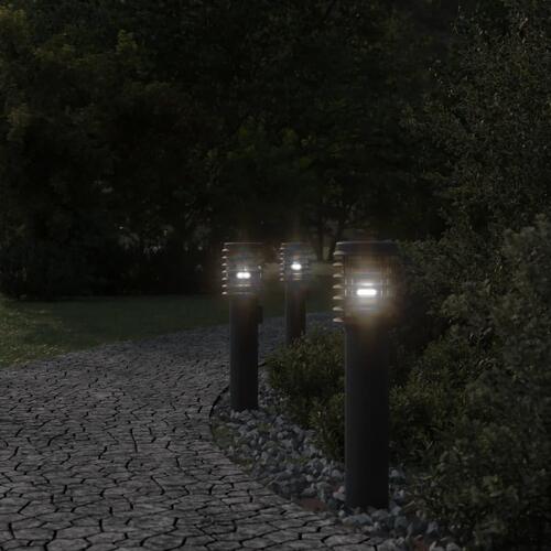 Udendørs standerlampe 3 stk. 60 cm rustfrit stål sort